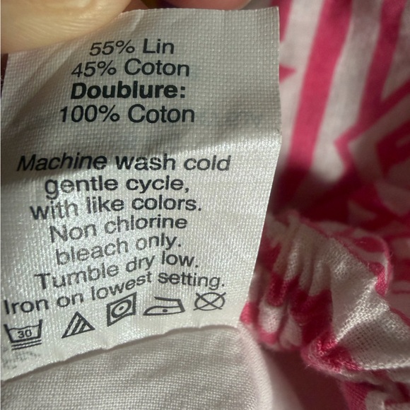 J. Crew Linen Blend Pink White Geometric Patterned Lined Skirt w/ pockets Sz 0 - Picture 11 of 11